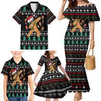 Funny Dabbing Gingerbread Holiday Party Jumper Family Matching Mermaid Dress and Hawaiian Shirt Xmas Holiday Patterns - Wonder Print Shop