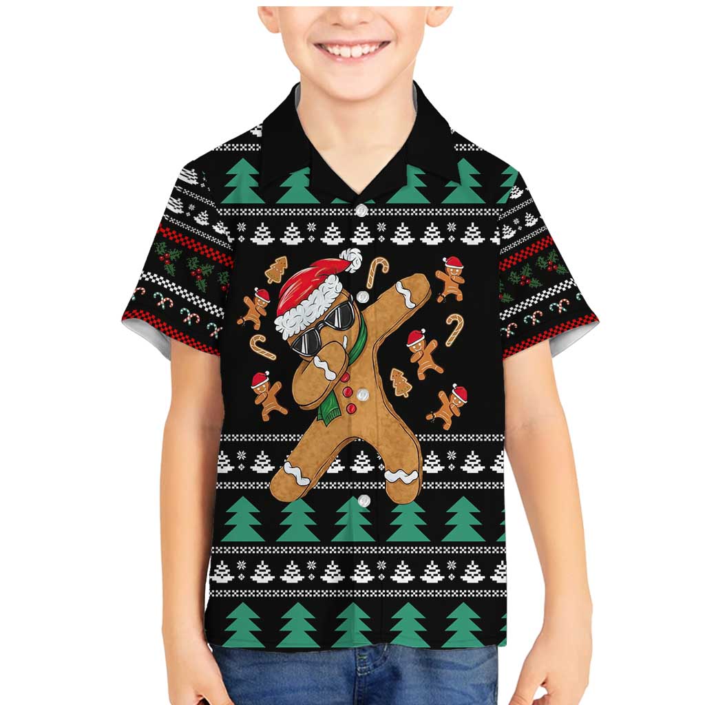 Funny Dabbing Gingerbread Holiday Party Jumper Family Matching Mermaid Dress and Hawaiian Shirt Xmas Holiday Patterns - Wonder Print Shop