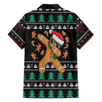 Funny Dabbing Gingerbread Holiday Party Jumper Family Matching Off The Shoulder Long Sleeve Dress and Hawaiian Shirt Xmas Holiday Patterns - Wonder Print Shop