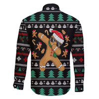Funny Dabbing Gingerbread Holiday Party Jumper Family Matching Off The Shoulder Long Sleeve Dress and Hawaiian Shirt Xmas Holiday Patterns - Wonder Print Shop