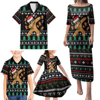 Funny Dabbing Gingerbread Holiday Party Jumper Family Matching Puletasi and Hawaiian Shirt Xmas Holiday Patterns - Wonder Print Shop