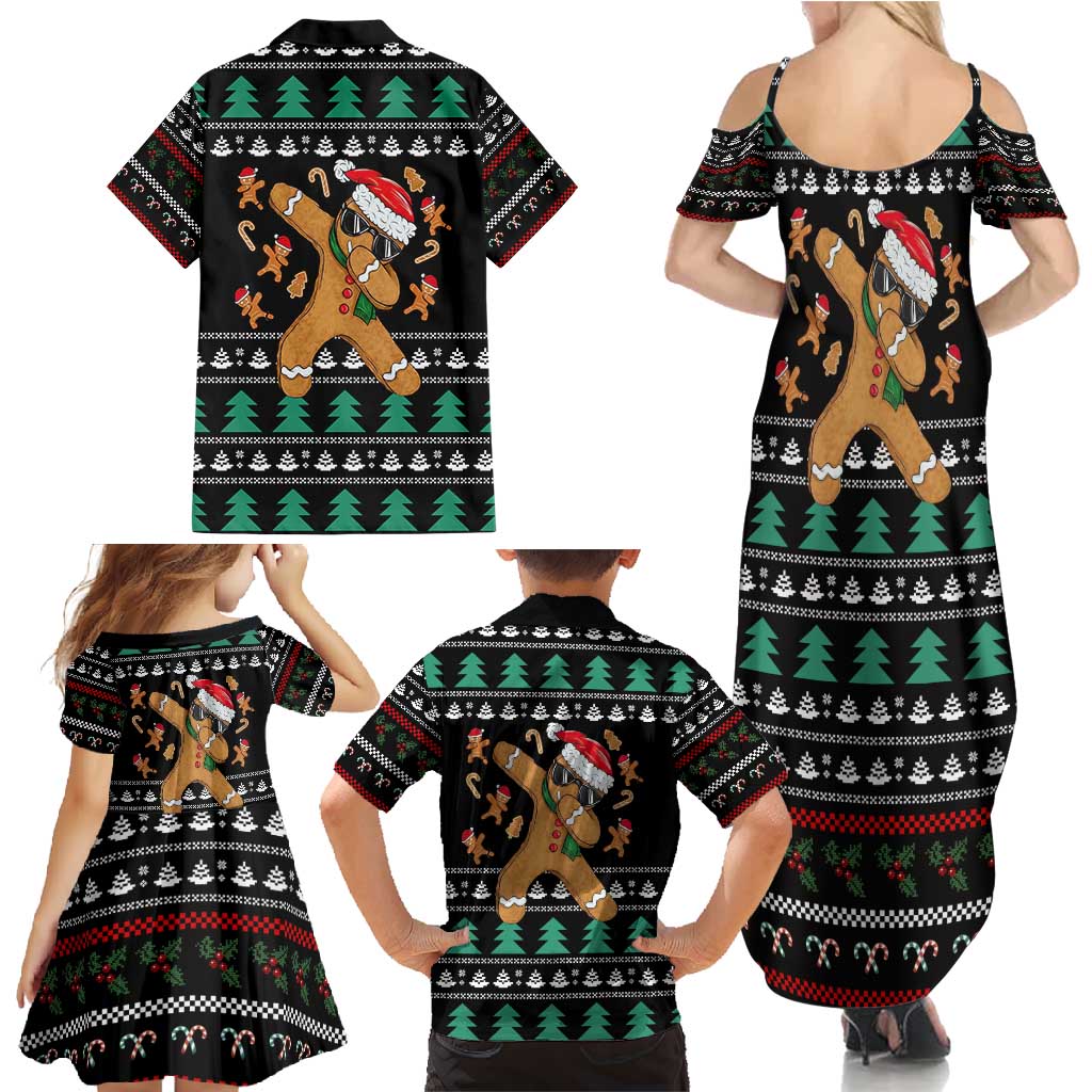 Funny Dabbing Gingerbread Holiday Party Jumper Family Matching Summer Maxi Dress and Hawaiian Shirt Xmas Holiday Patterns - Wonder Print Shop