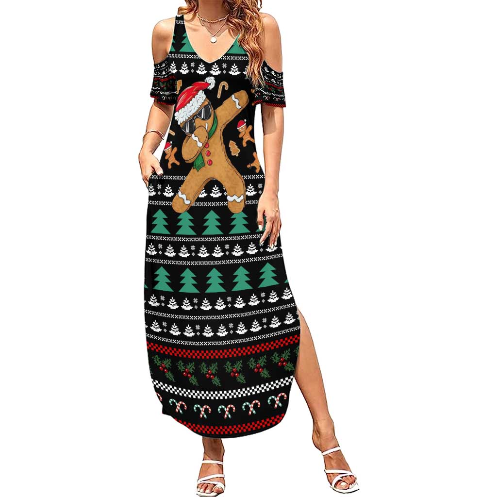 Funny Dabbing Gingerbread Holiday Party Jumper Family Matching Summer Maxi Dress and Hawaiian Shirt Xmas Holiday Patterns - Wonder Print Shop