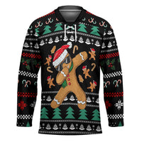 Funny Dabbing Gingerbread Holiday Party Jumper Hockey Jersey Xmas Holiday Patterns - Wonder Print Shop