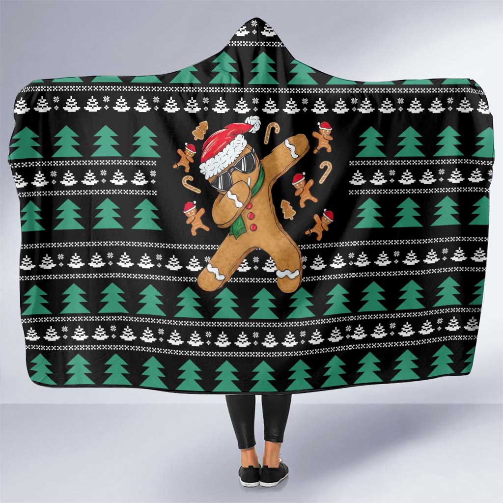 Funny Dabbing Gingerbread Holiday Party Jumper Hooded Blanket Xmas Holiday Patterns - Wonder Print Shop
