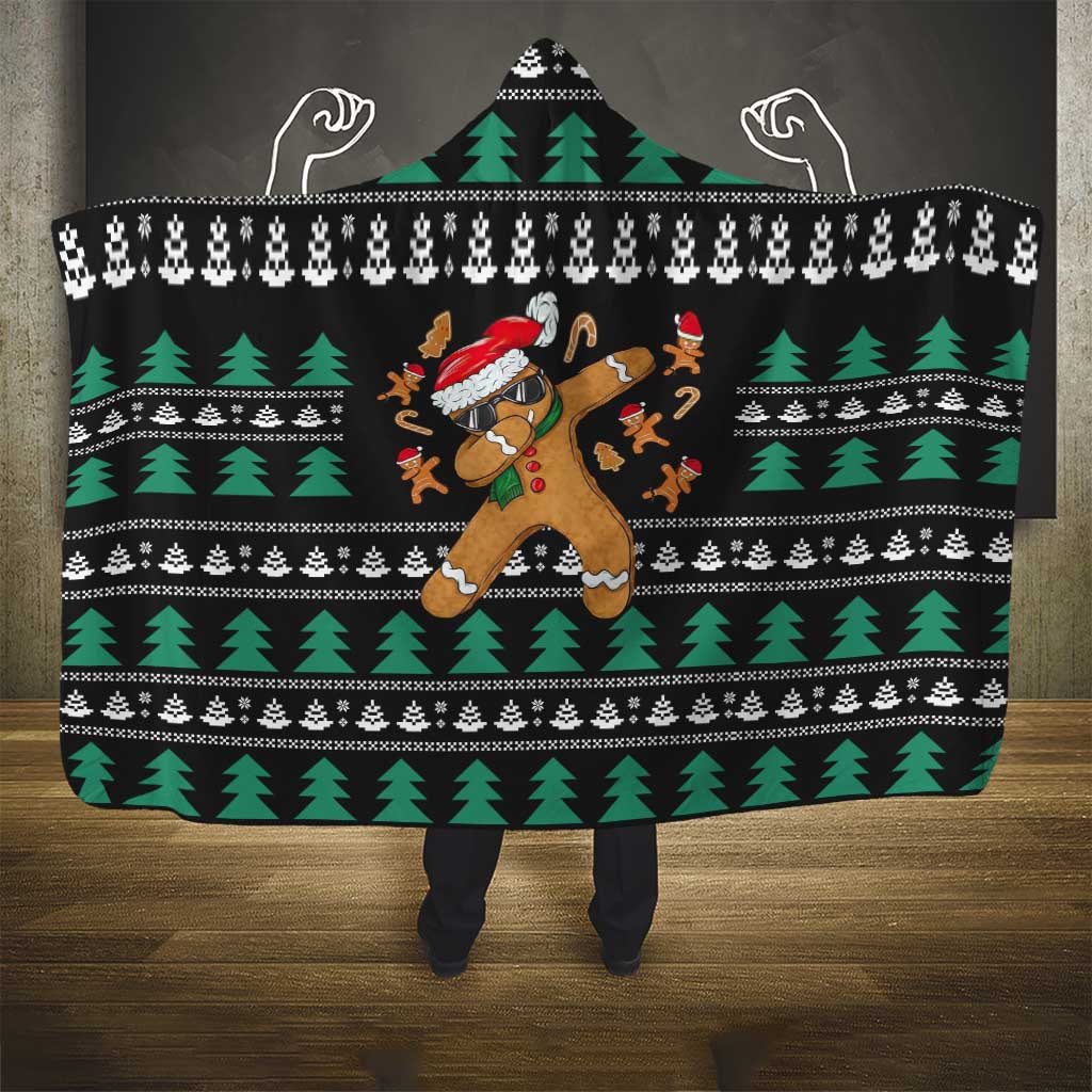 Funny Dabbing Gingerbread Holiday Party Jumper Hooded Blanket Xmas Holiday Patterns - Wonder Print Shop