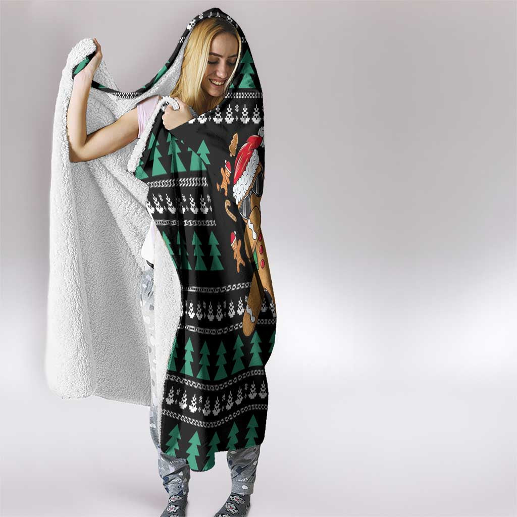 Funny Dabbing Gingerbread Holiday Party Jumper Hooded Blanket Xmas Holiday Patterns - Wonder Print Shop