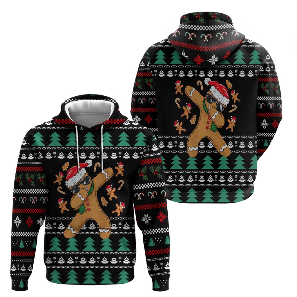 Funny Dabbing Gingerbread Holiday Party Jumper Hoodie Xmas Holiday Patterns - Wonder Print Shop