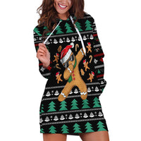 Funny Dabbing Gingerbread Holiday Party Jumper Hoodie Dress Xmas Holiday Patterns - Wonder Print Shop