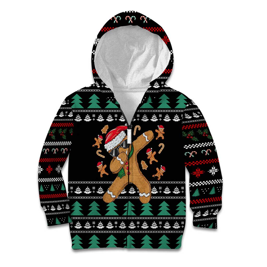 Funny Dabbing Gingerbread Holiday Party Jumper Kid Hoodie Xmas Holiday Patterns - Wonder Print Shop
