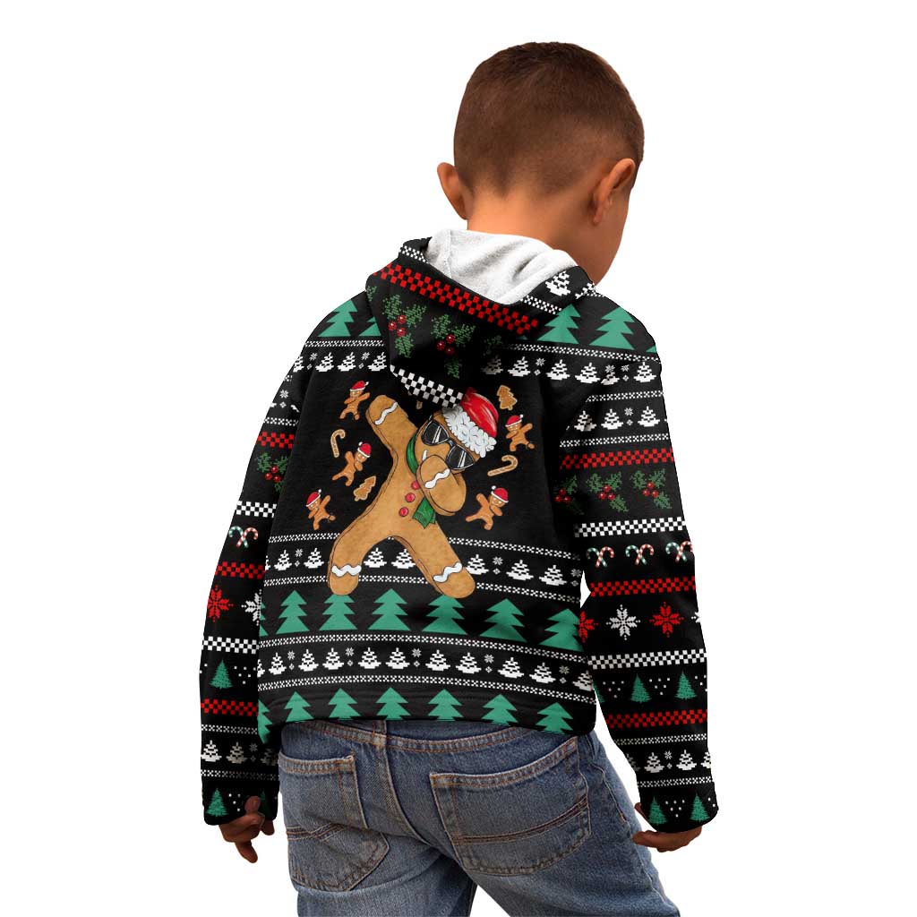 Funny Dabbing Gingerbread Holiday Party Jumper Kid Hoodie Xmas Holiday Patterns - Wonder Print Shop