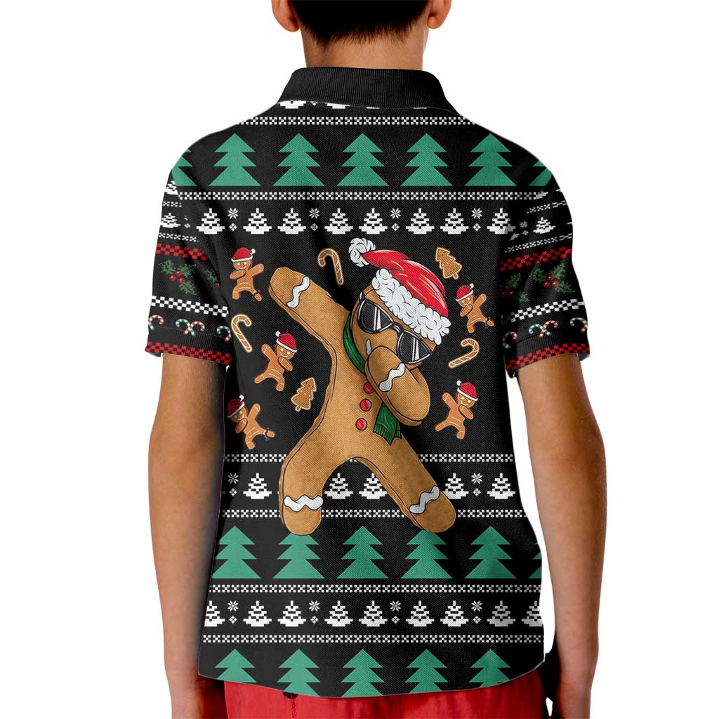 Funny Dabbing Gingerbread Holiday Party Jumper Kid Polo Shirt Xmas Holiday Patterns - Wonder Print Shop