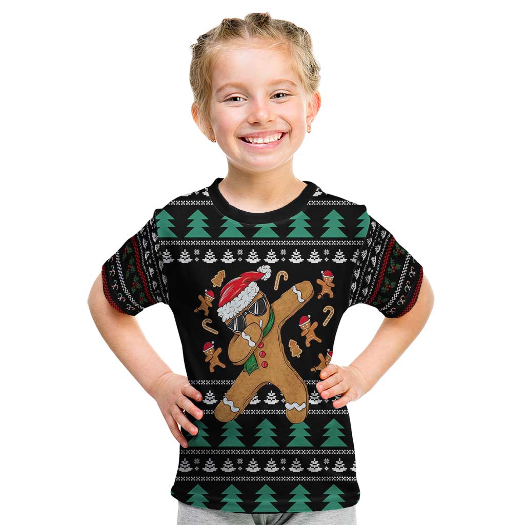 Funny Dabbing Gingerbread Holiday Party Jumper Kid T Shirt Xmas Holiday Patterns - Wonder Print Shop