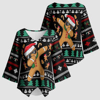 Funny Dabbing Gingerbread Holiday Party Jumper Kimono Sleeve Blouse Xmas Holiday Patterns - Wonder Print Shop