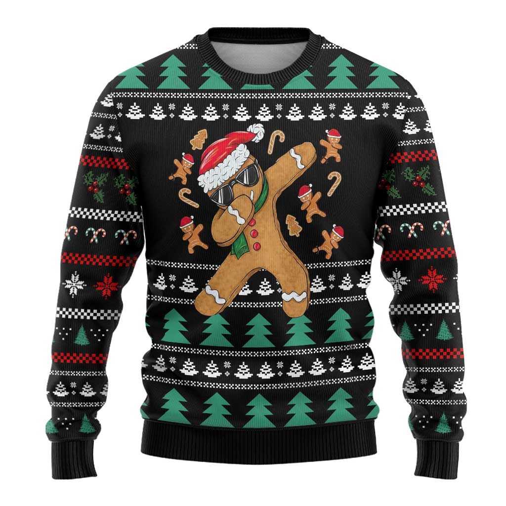 Funny Dabbing Gingerbread Holiday Party Jumper Ugly Christmas Sweater Xmas Holiday Patterns - Wonder Print Shop