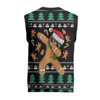 Funny Dabbing Gingerbread Holiday Party Jumper Christmas Knitted V-Neck Vest Xmas Holiday Patterns - Wonder Print Shop