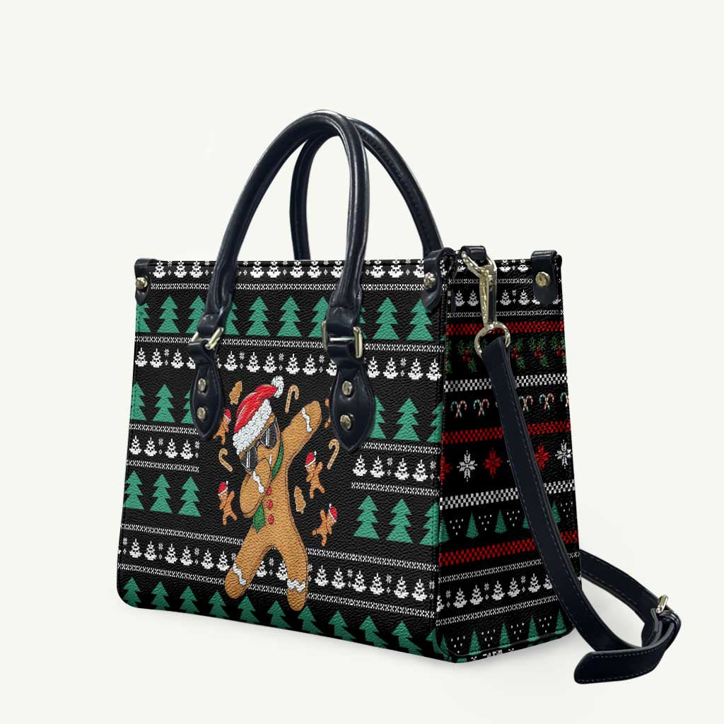 Funny Dabbing Gingerbread Holiday Party Jumper Leather Bag Xmas Holiday Patterns - Wonder Print Shop