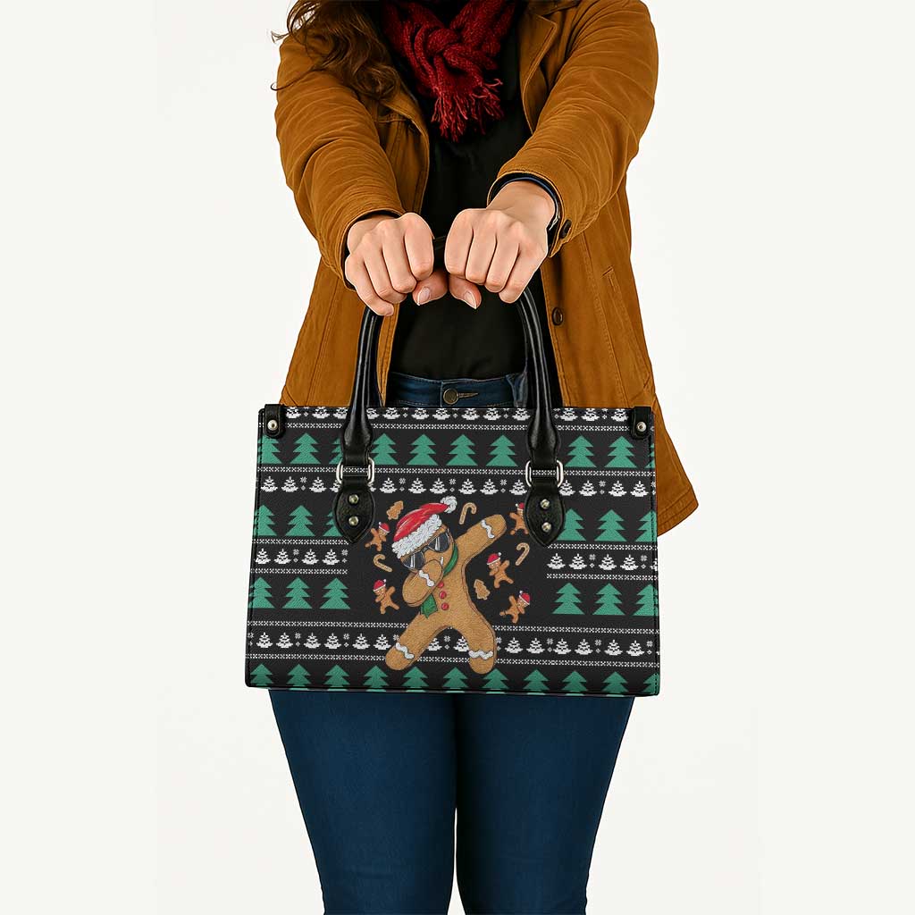 Funny Dabbing Gingerbread Holiday Party Jumper Leather Bag Xmas Holiday Patterns - Wonder Print Shop