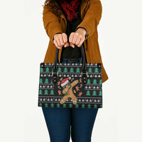 Funny Dabbing Gingerbread Holiday Party Jumper Leather Bag Xmas Holiday Patterns - Wonder Print Shop