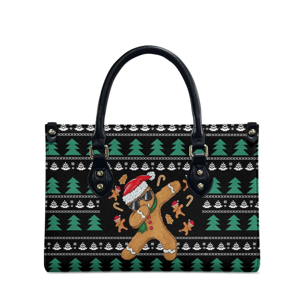 Funny Dabbing Gingerbread Holiday Party Jumper Leather Bag Xmas Holiday Patterns - Wonder Print Shop