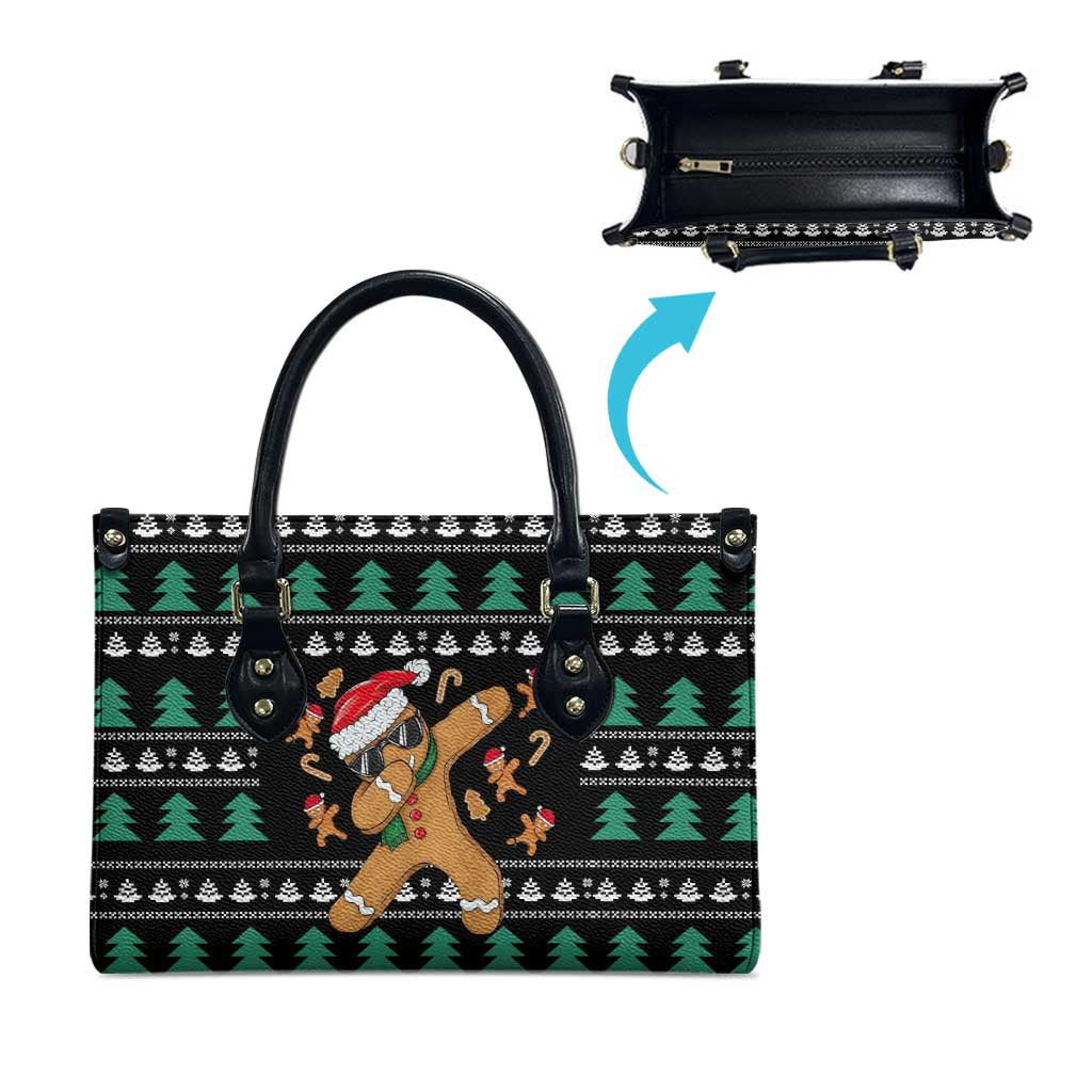 Funny Dabbing Gingerbread Holiday Party Jumper Leather Bag Xmas Holiday Patterns - Wonder Print Shop