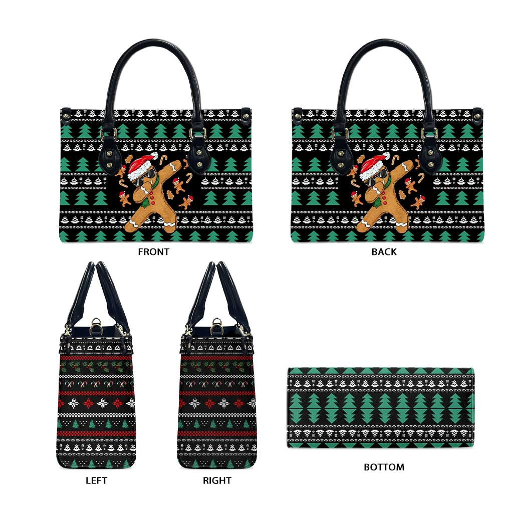 Funny Dabbing Gingerbread Holiday Party Jumper Leather Bag Xmas Holiday Patterns - Wonder Print Shop