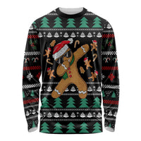 Funny Dabbing Gingerbread Holiday Party Jumper Long Sleeve Shirt Xmas Holiday Patterns - Wonder Print Shop