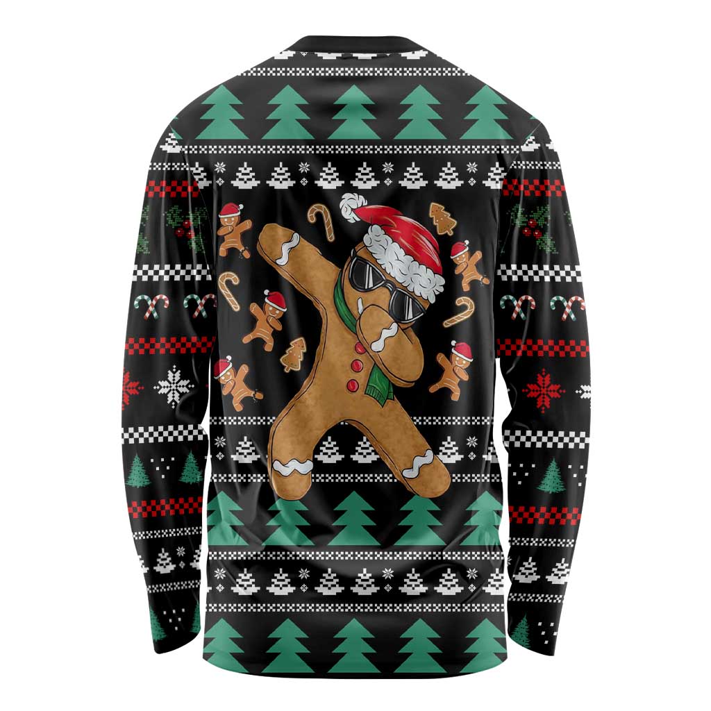 Funny Dabbing Gingerbread Holiday Party Jumper Long Sleeve Shirt Xmas Holiday Patterns - Wonder Print Shop