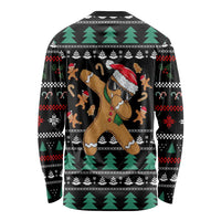 Funny Dabbing Gingerbread Holiday Party Jumper Long Sleeve Shirt Xmas Holiday Patterns - Wonder Print Shop