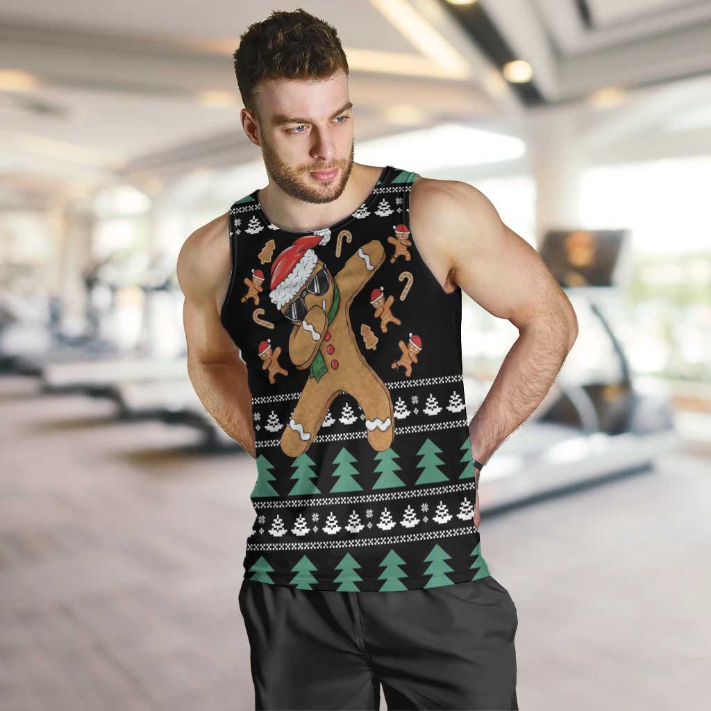 Funny Dabbing Gingerbread Holiday Party Jumper Men Tank Top Xmas Holiday Patterns - Wonder Print Shop