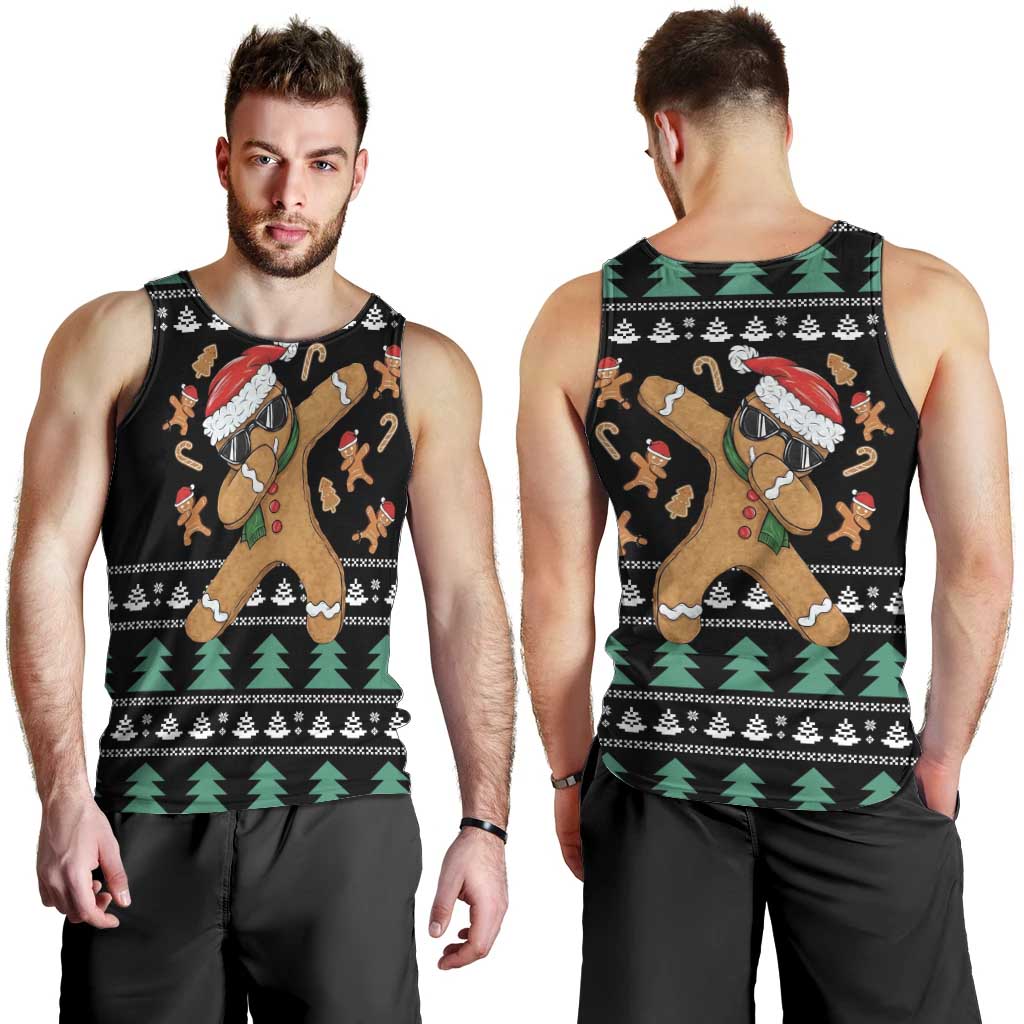 Funny Dabbing Gingerbread Holiday Party Jumper Men Tank Top Xmas Holiday Patterns - Wonder Print Shop