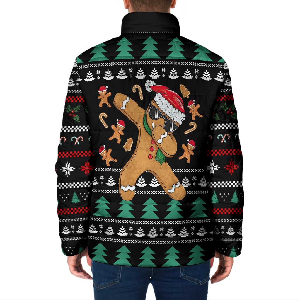 Funny Dabbing Gingerbread Holiday Party Jumper Padded Jacket Xmas Holiday Patterns - Wonder Print Shop