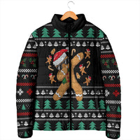Funny Dabbing Gingerbread Holiday Party Jumper Padded Jacket Xmas Holiday Patterns - Wonder Print Shop