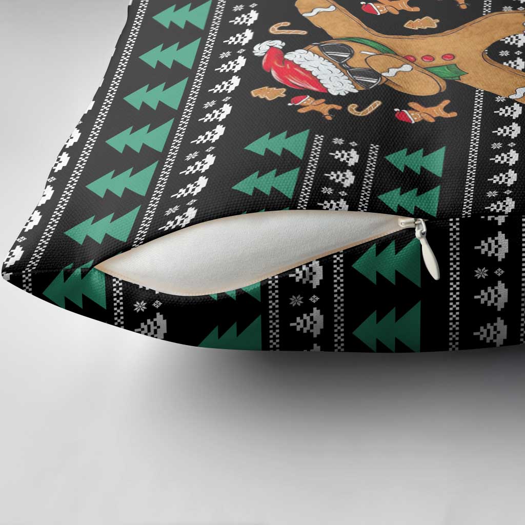 Funny Dabbing Gingerbread Holiday Party Jumper Pillow Cover Xmas Holiday Patterns - Wonder Print Shop