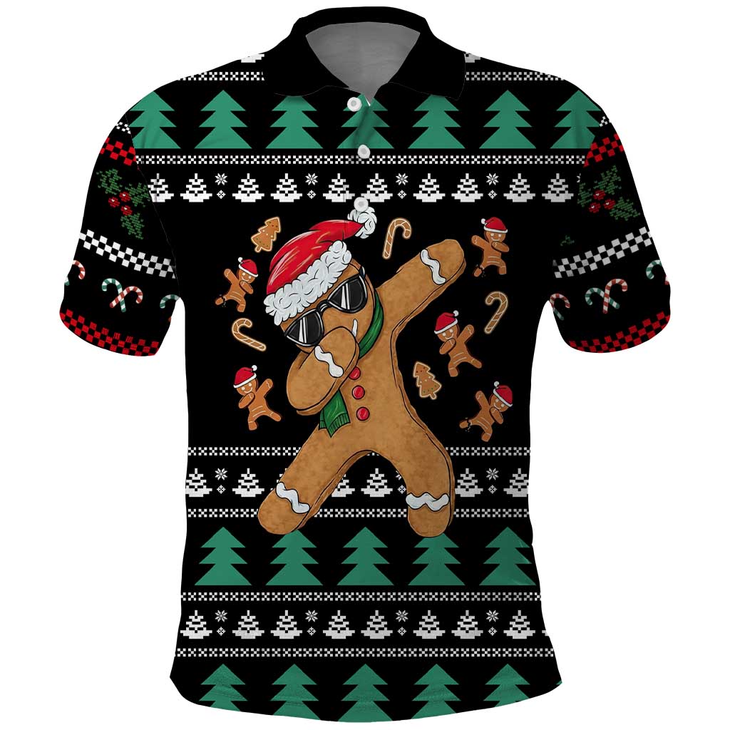 Funny Dabbing Gingerbread Holiday Party Jumper Polo Shirt Xmas Holiday Patterns - Wonder Print Shop