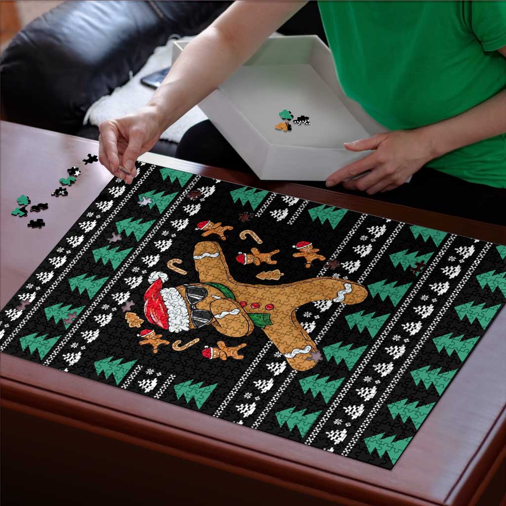Funny Dabbing Gingerbread Holiday Party Jumper Puzzle Xmas Holiday Patterns - Wonder Print Shop