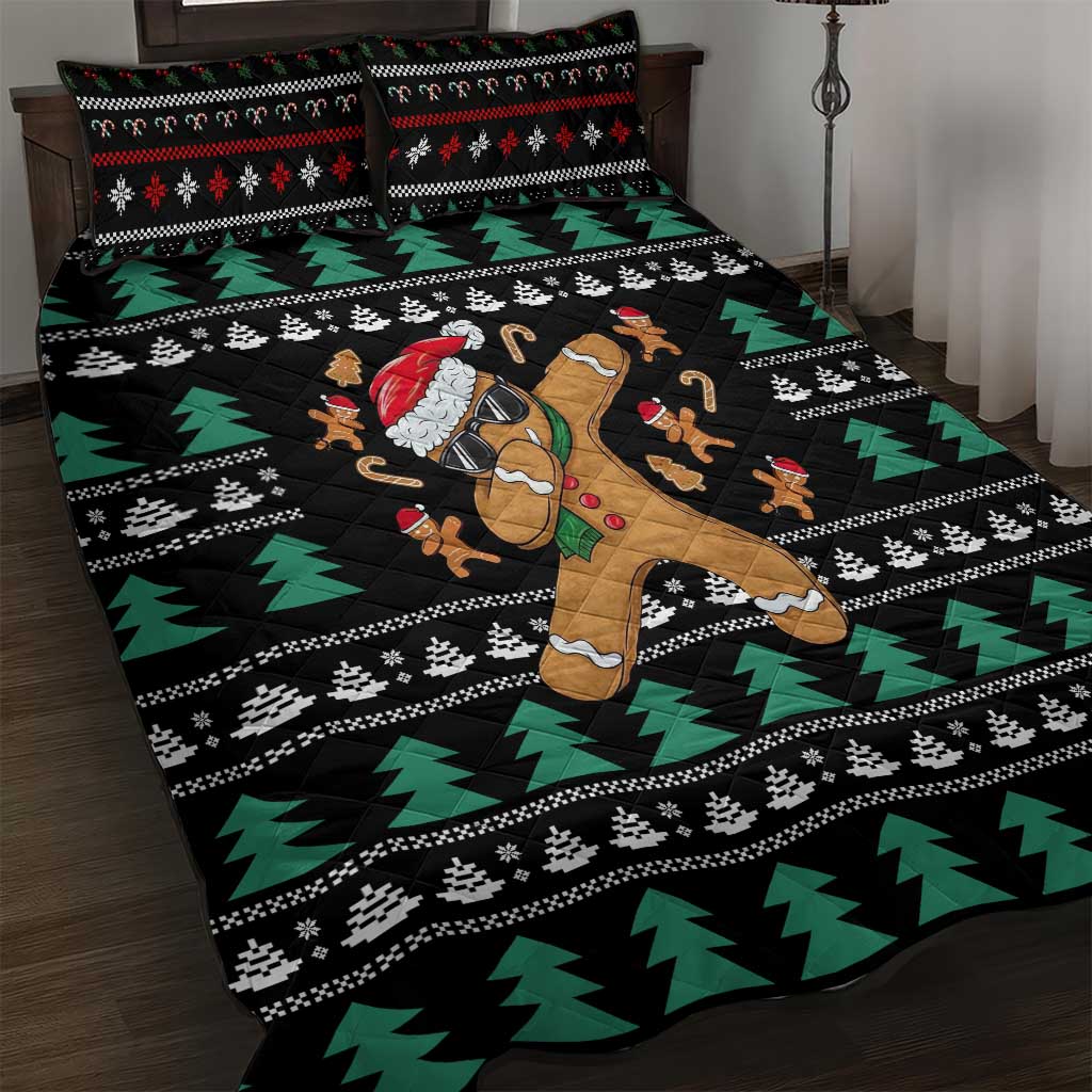 Funny Dabbing Gingerbread Holiday Party Jumper Quilt Bed Set Xmas Holiday Patterns - Wonder Print Shop