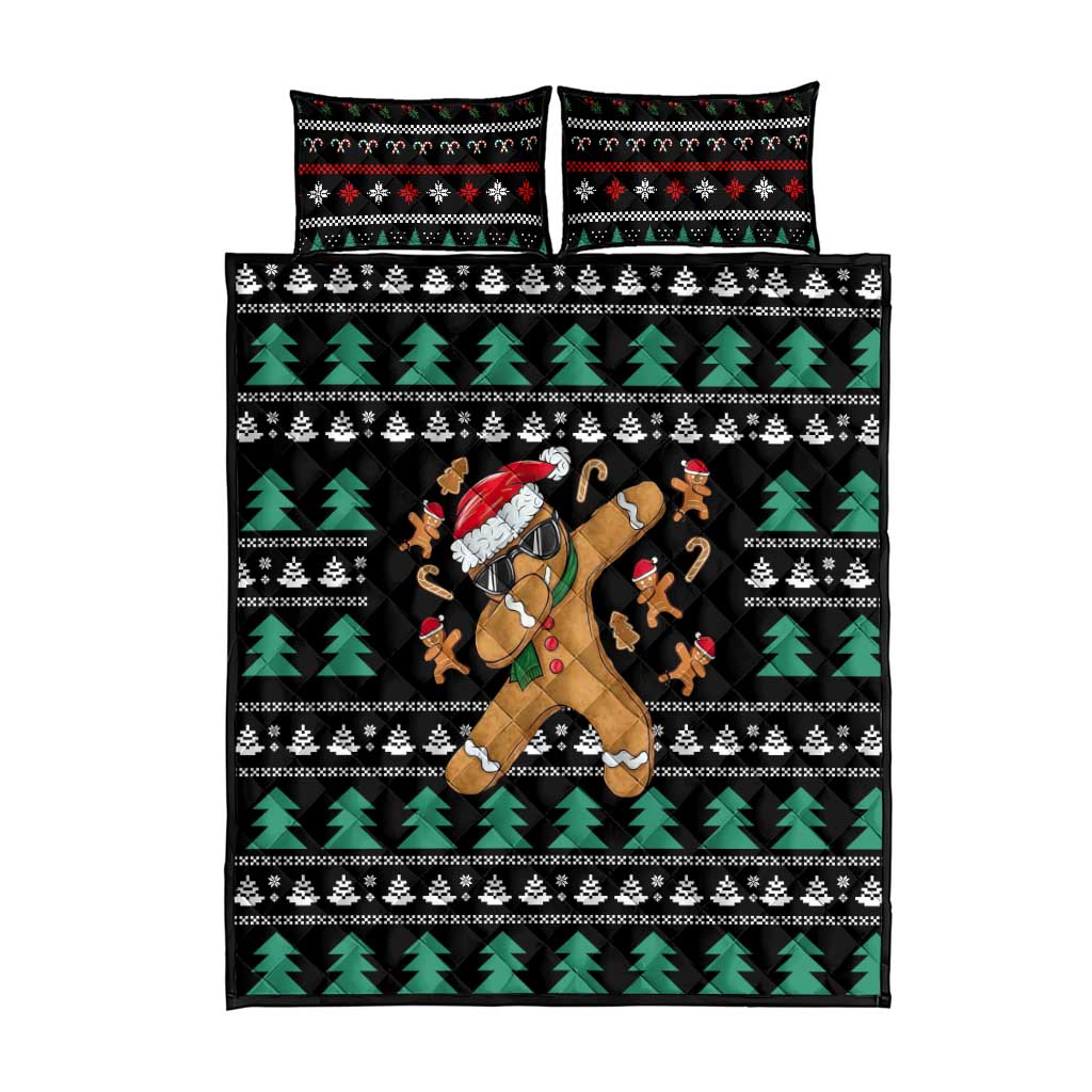 Funny Dabbing Gingerbread Holiday Party Jumper Quilt Bed Set Xmas Holiday Patterns - Wonder Print Shop