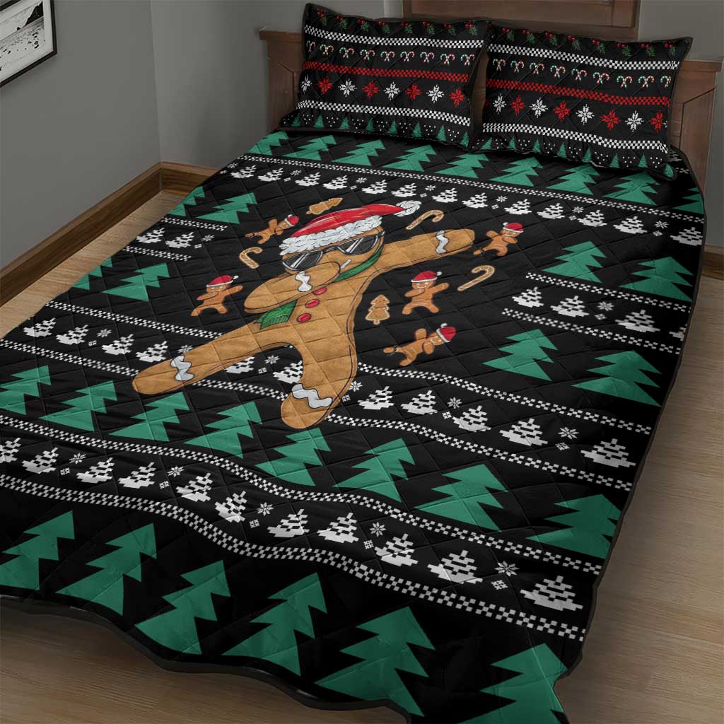 Funny Dabbing Gingerbread Holiday Party Jumper Quilt Bed Set Xmas Holiday Patterns - Wonder Print Shop