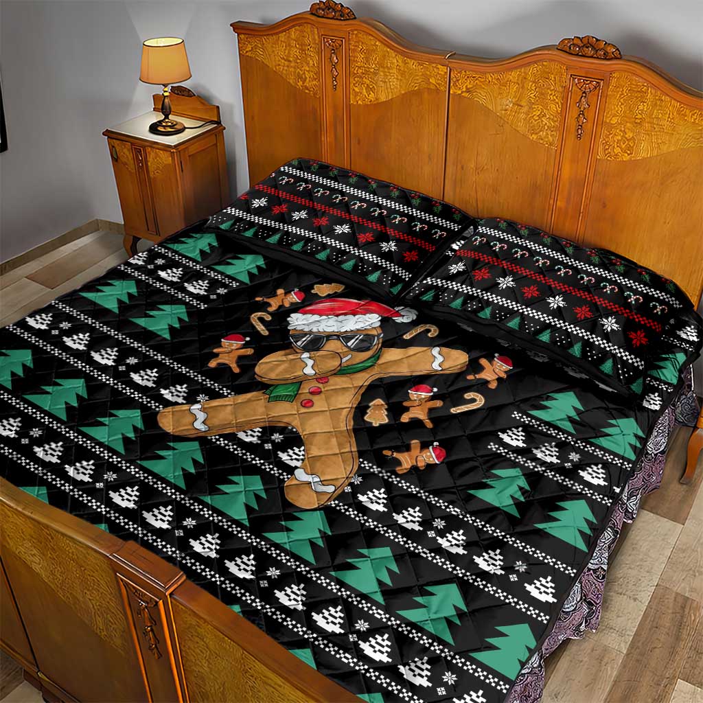 Funny Dabbing Gingerbread Holiday Party Jumper Quilt Bed Set Xmas Holiday Patterns - Wonder Print Shop