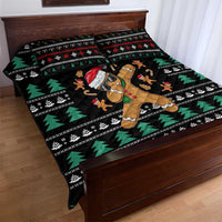 Funny Dabbing Gingerbread Holiday Party Jumper Quilt Bed Set Xmas Holiday Patterns - Wonder Print Shop