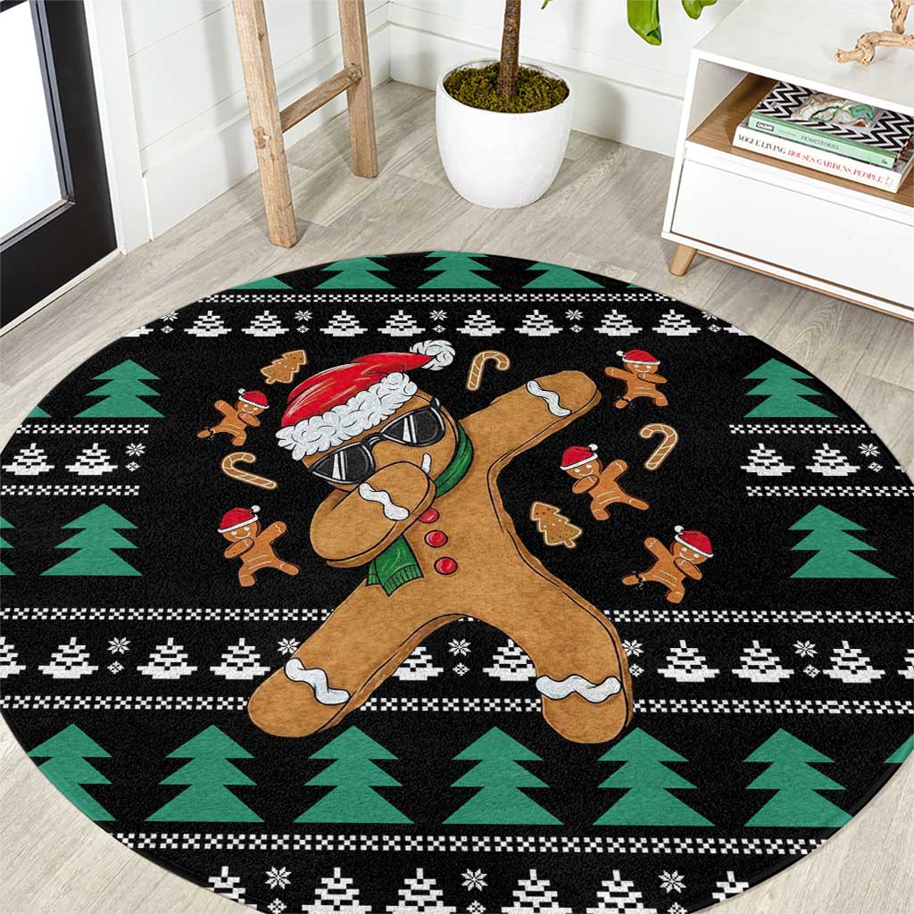 Funny Dabbing Gingerbread Holiday Party Jumper Round Carpet Xmas Holiday Patterns - Wonder Print Shop