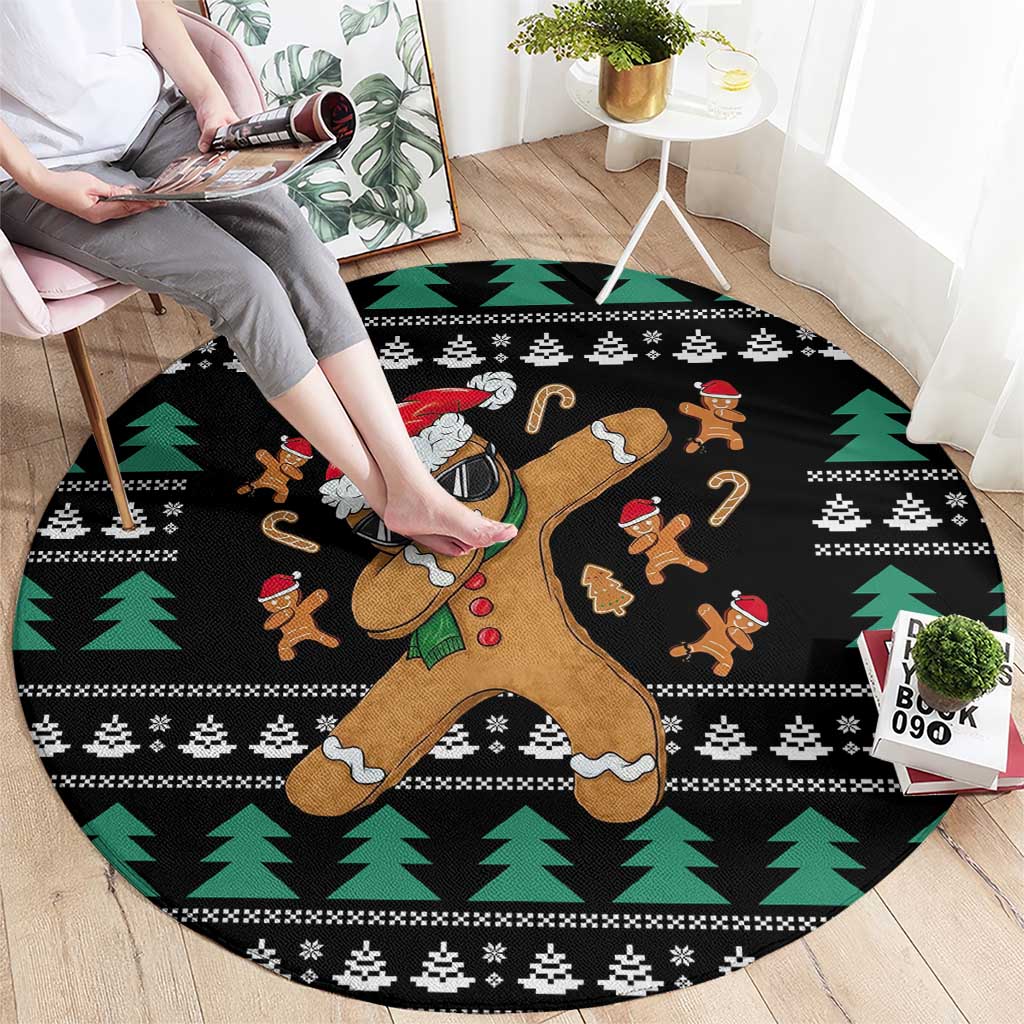 Funny Dabbing Gingerbread Holiday Party Jumper Round Carpet Xmas Holiday Patterns - Wonder Print Shop