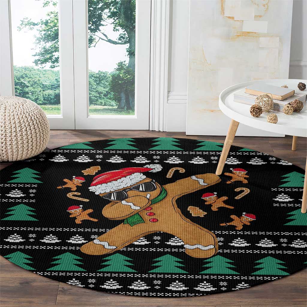 Funny Dabbing Gingerbread Holiday Party Jumper Round Carpet Xmas Holiday Patterns - Wonder Print Shop