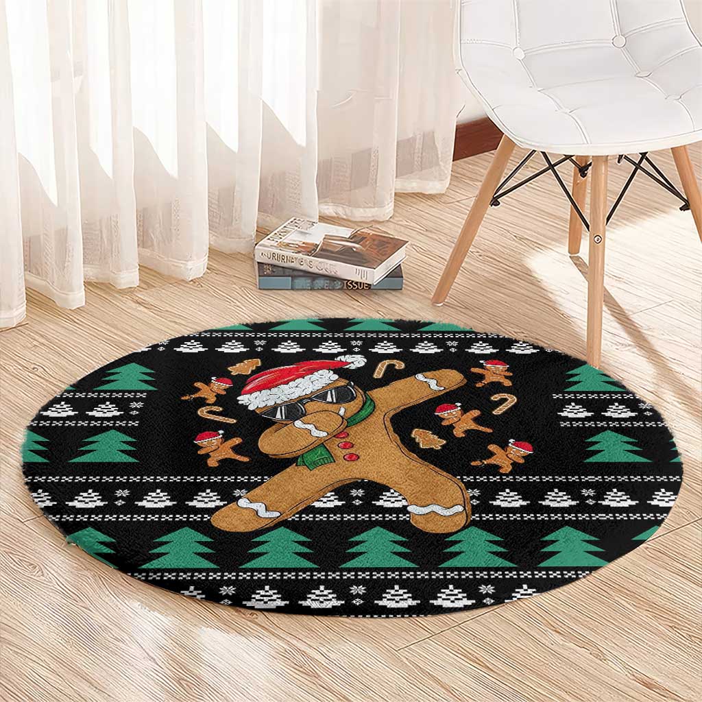 Funny Dabbing Gingerbread Holiday Party Jumper Round Carpet Xmas Holiday Patterns - Wonder Print Shop