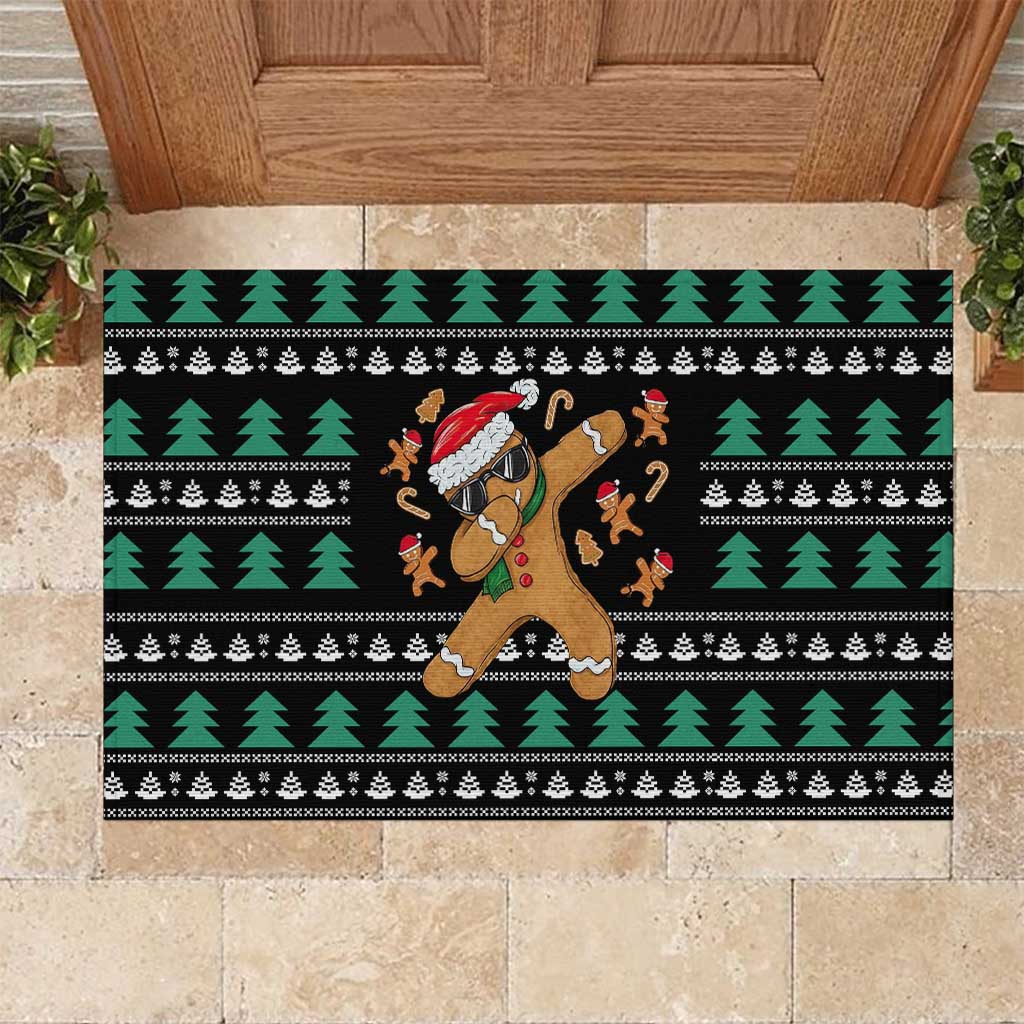 Funny Dabbing Gingerbread Holiday Party Jumper Rubber Doormat Xmas Holiday Patterns - Wonder Print Shop