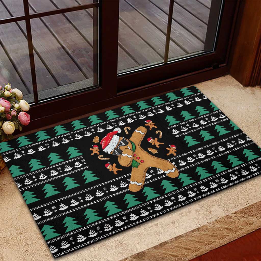 Funny Dabbing Gingerbread Holiday Party Jumper Rubber Doormat Xmas Holiday Patterns - Wonder Print Shop