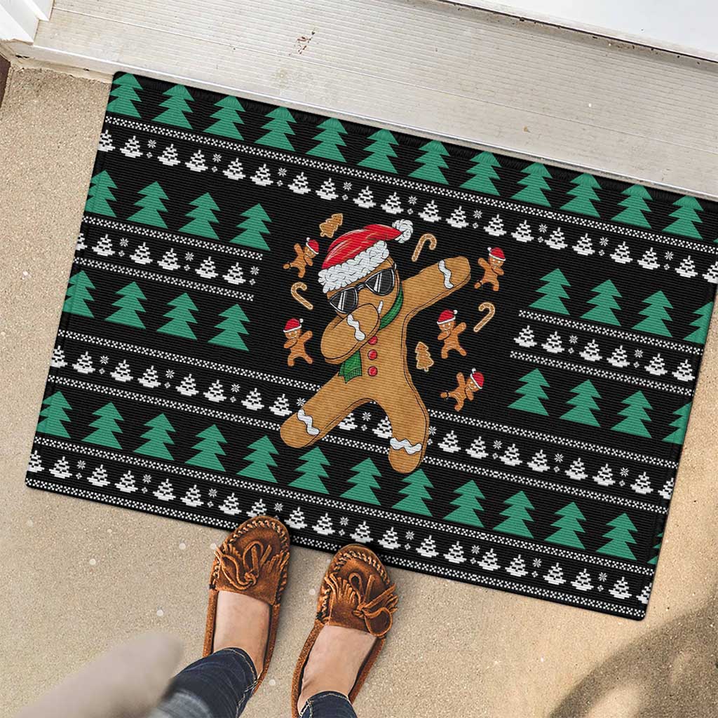 Funny Dabbing Gingerbread Holiday Party Jumper Rubber Doormat Xmas Holiday Patterns - Wonder Print Shop