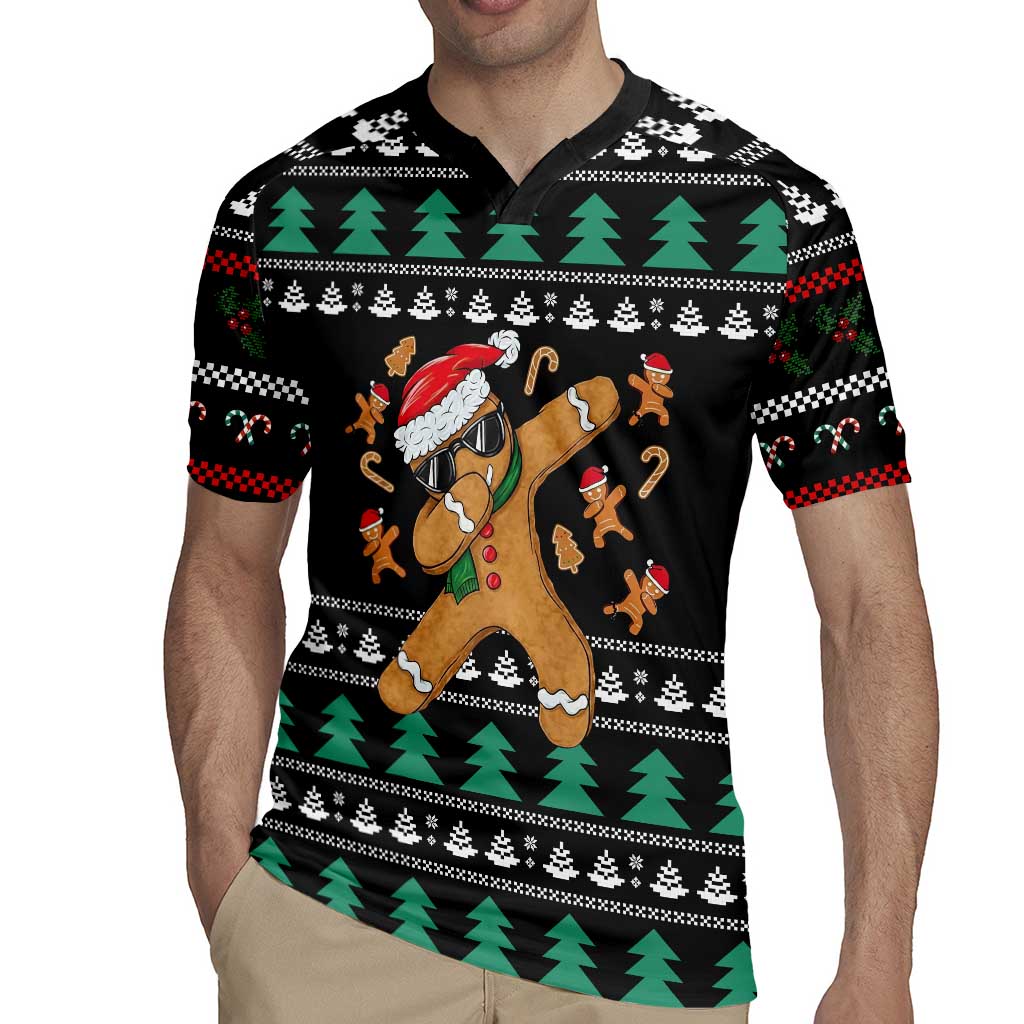 Funny Dabbing Gingerbread Holiday Party Jumper Rugby Jersey Xmas Holiday Patterns - Wonder Print Shop
