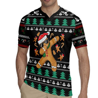 Funny Dabbing Gingerbread Holiday Party Jumper Rugby Jersey Xmas Holiday Patterns - Wonder Print Shop